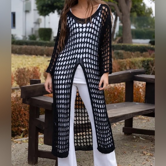 Halo & Harley Tops - Black Crochet Cover-Up